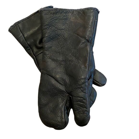 Vintage Motor Cycle Flight Gloves Black Leather - Picture 1 of 9